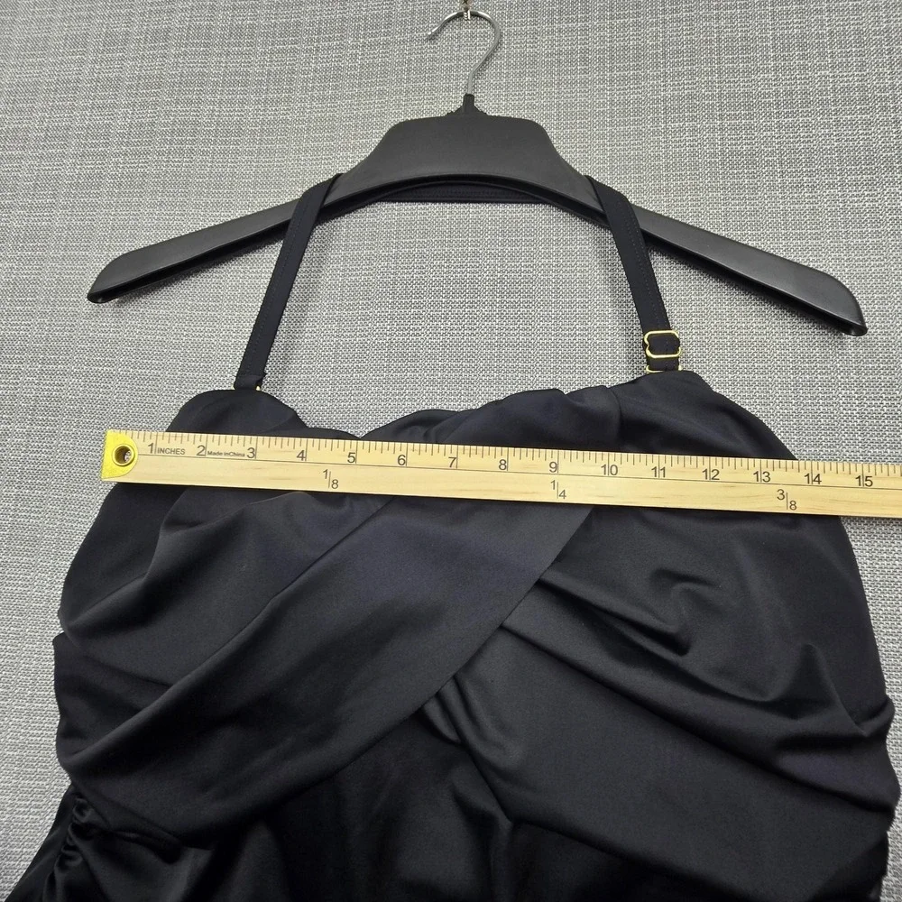 Swimsuits For All Swimdress Womens 20 Black Ruched Skirted One Piece Lined - Picture 4 of 11